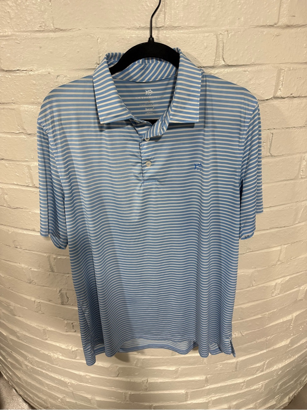 Southern Tide Men's Blue and White Striped Polo